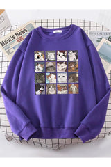 Aesthetic Meme Cats Oversized Sweatshirt Purple Shoptery