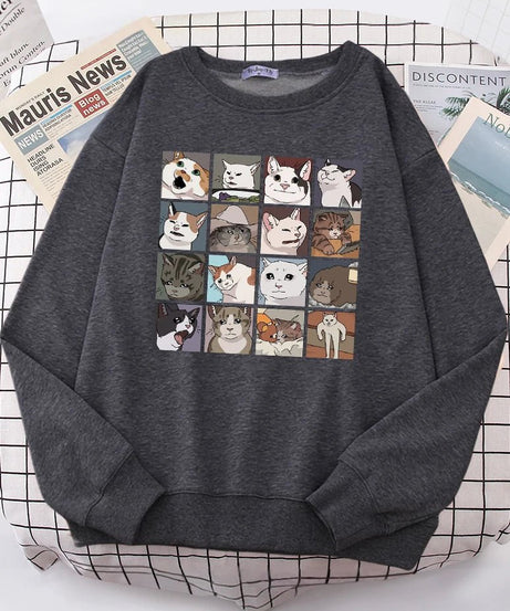 Meme Cats Oversized Women's Sweatshirt -