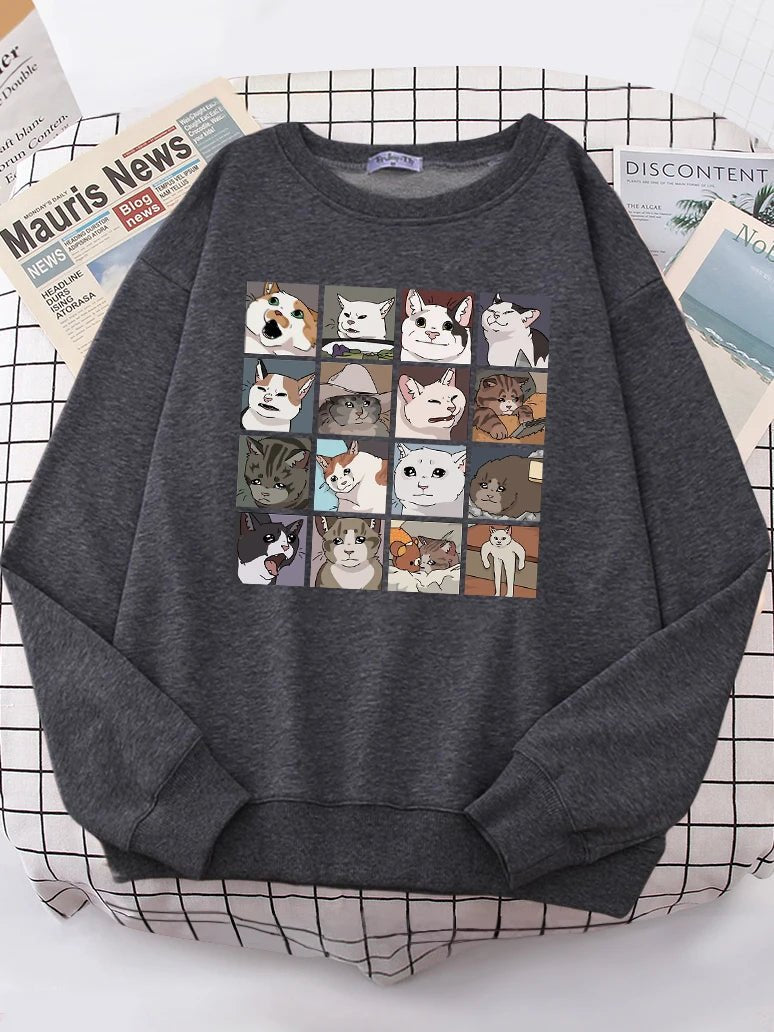 Meme Cats Oversized Women's Sweatshirt -