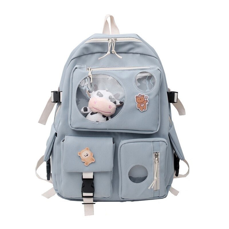 Multi-Pocket Nylon School Bag - Backpacks