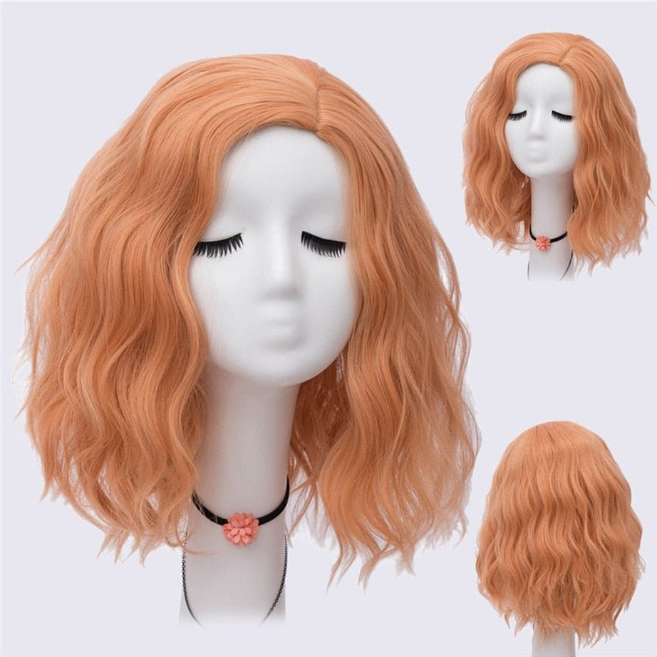 Kawaii Multicolor Short Wave Wig Orange 2 14inches Shoptery