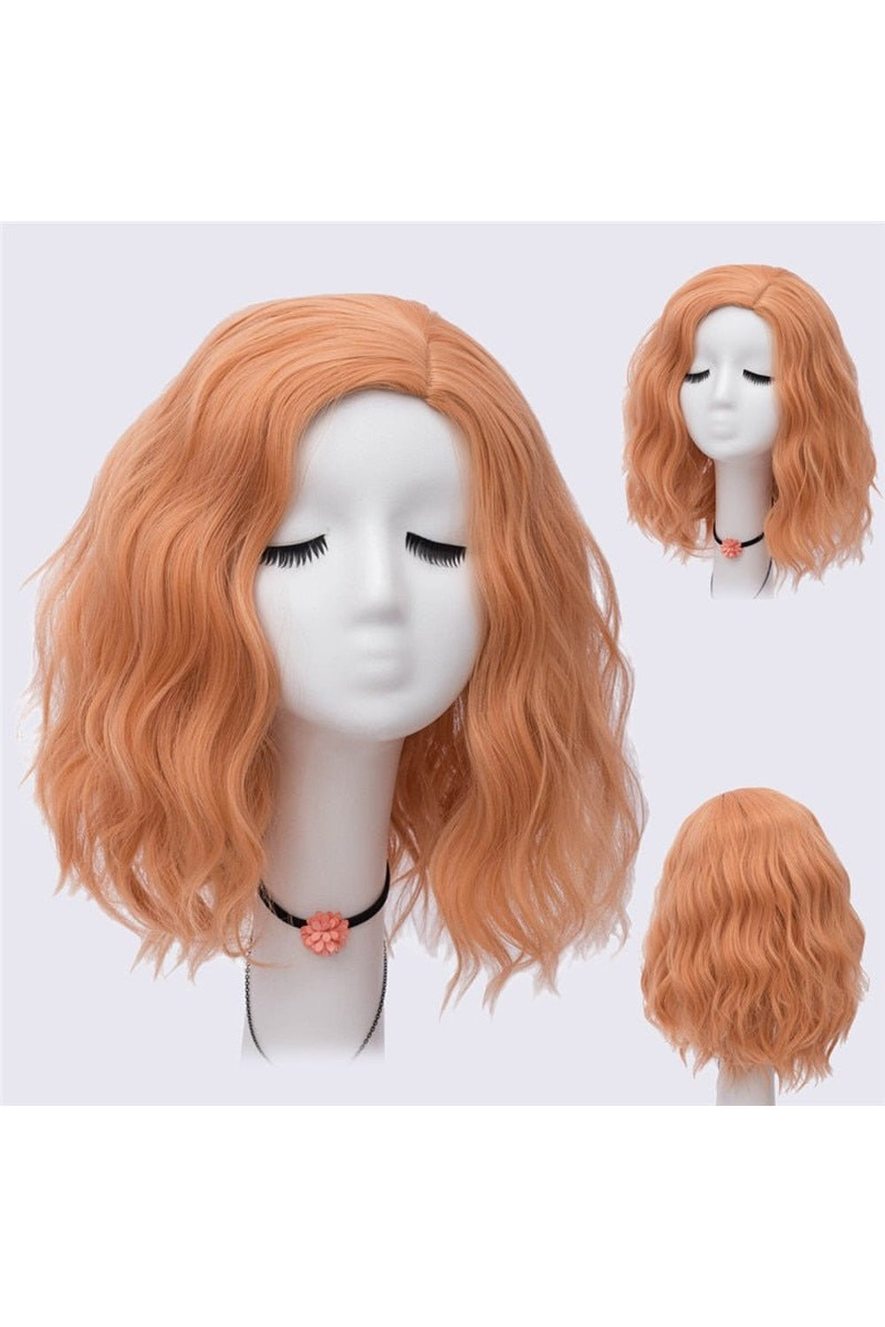 Kawaii Multicolor Short Wave Wig Orange 2 14inches Shoptery