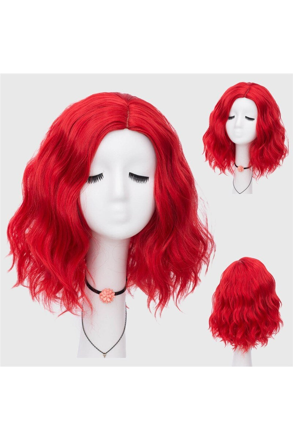 Kawaii Multicolor Short Wave Wig Red 14inches Shoptery