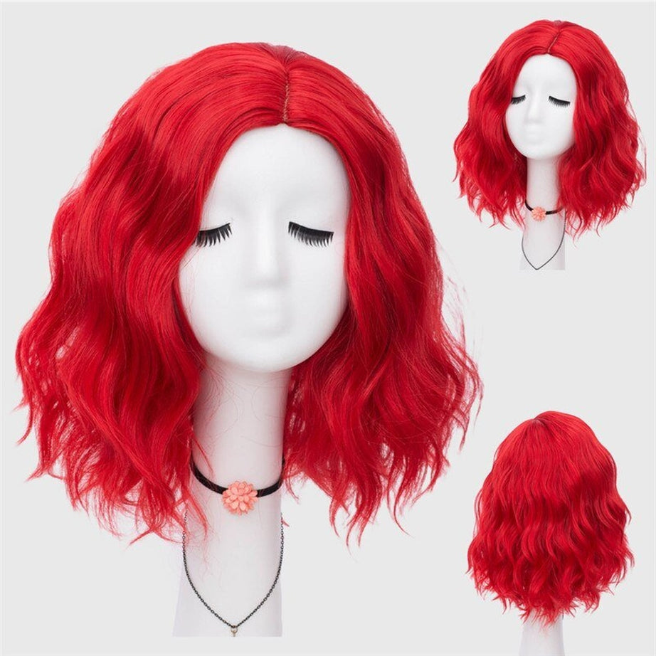 Kawaii Multicolor Short Wave Wig Red 14inches Shoptery
