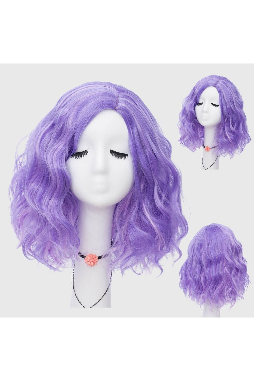 Kawaii Multicolor Short Wave Wig purple 2 14inches Shoptery