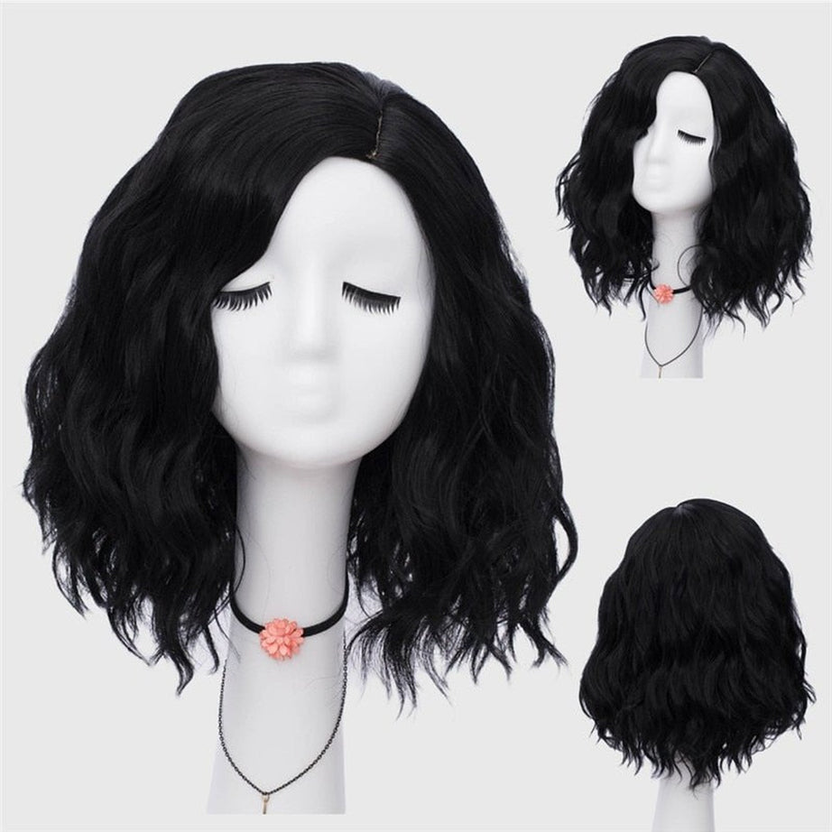 Kawaii Multicolor Short Wave Wig Jet-black 14inches Shoptery