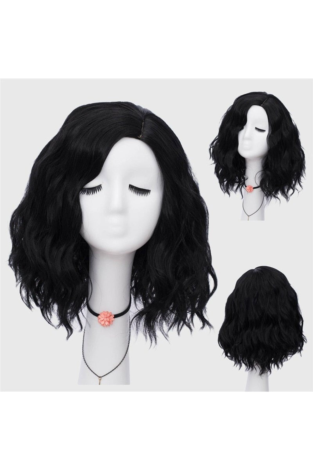Kawaii Multicolor Short Wave Wig Jet-black 14inches Shoptery