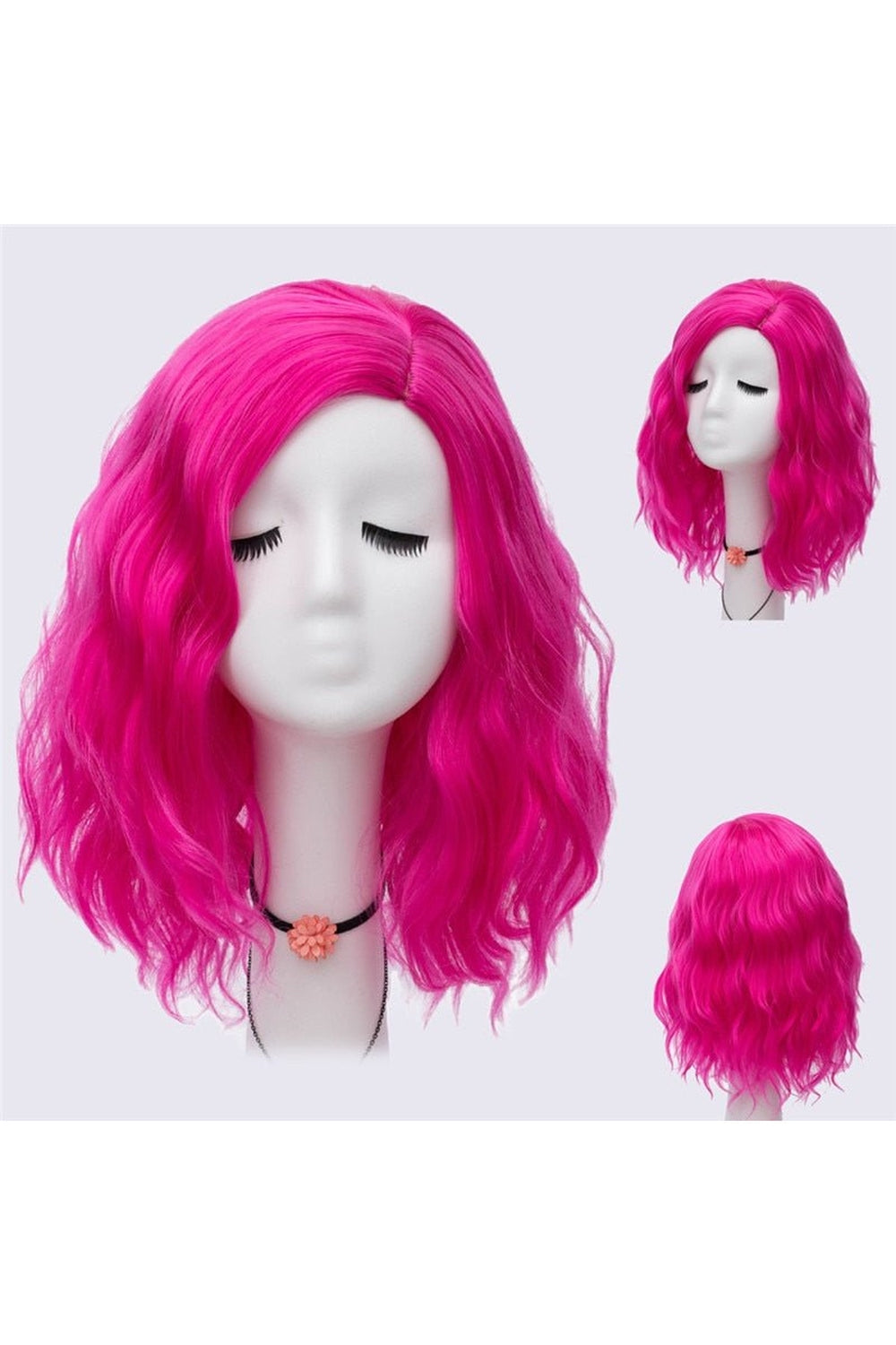 Kawaii Multicolor Short Wave Wig Pink 14inches Shoptery
