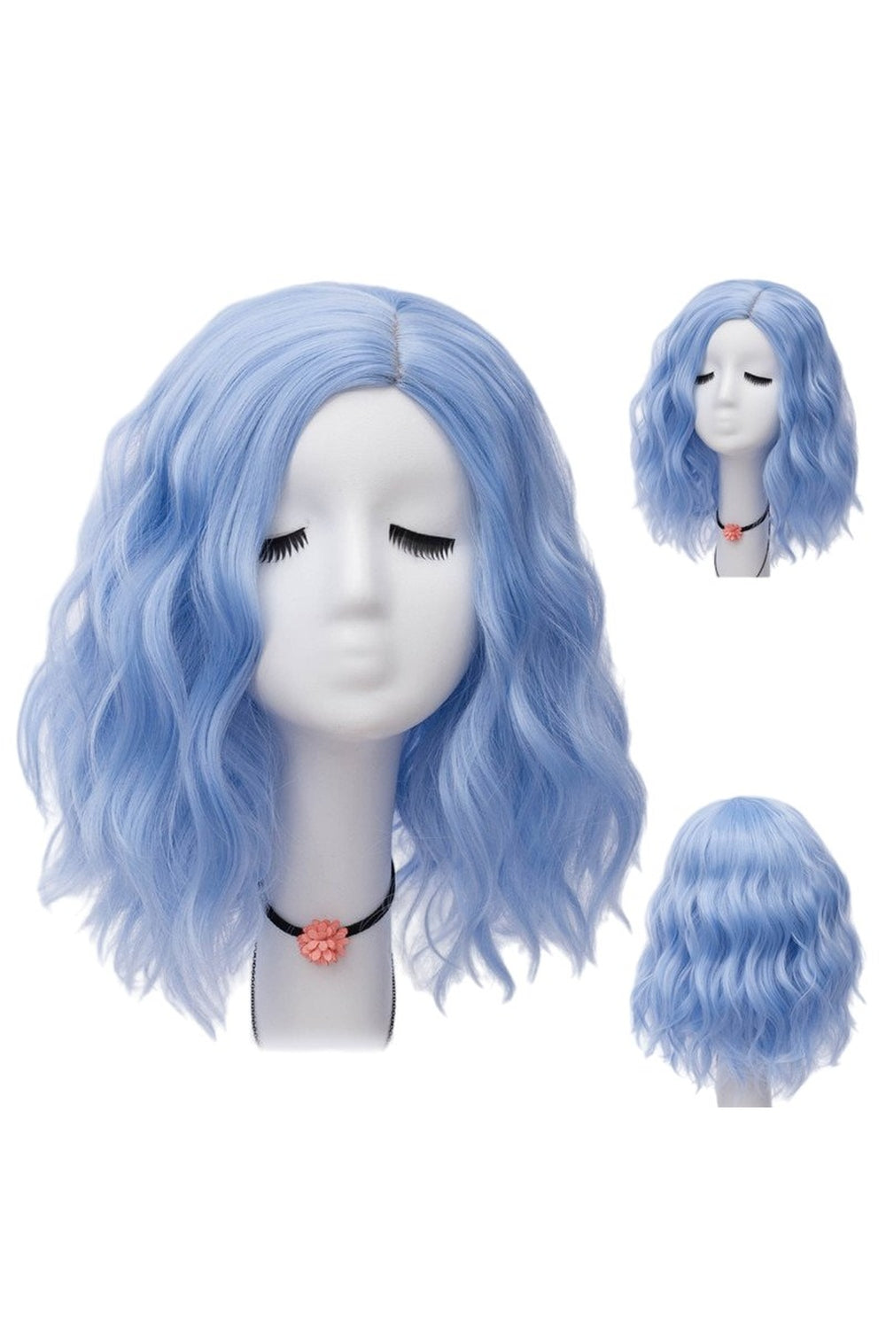 Kawaii Multicolor Short Wave Wig Blue 2 14inches Shoptery