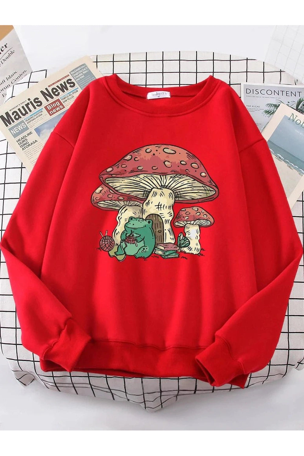 Aesthetic Mushroom House Frog Oversize Sweatshirt Shoptery