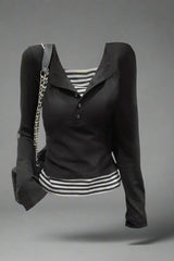 Acubi Noir Nautical Layered Top Black Shoptery