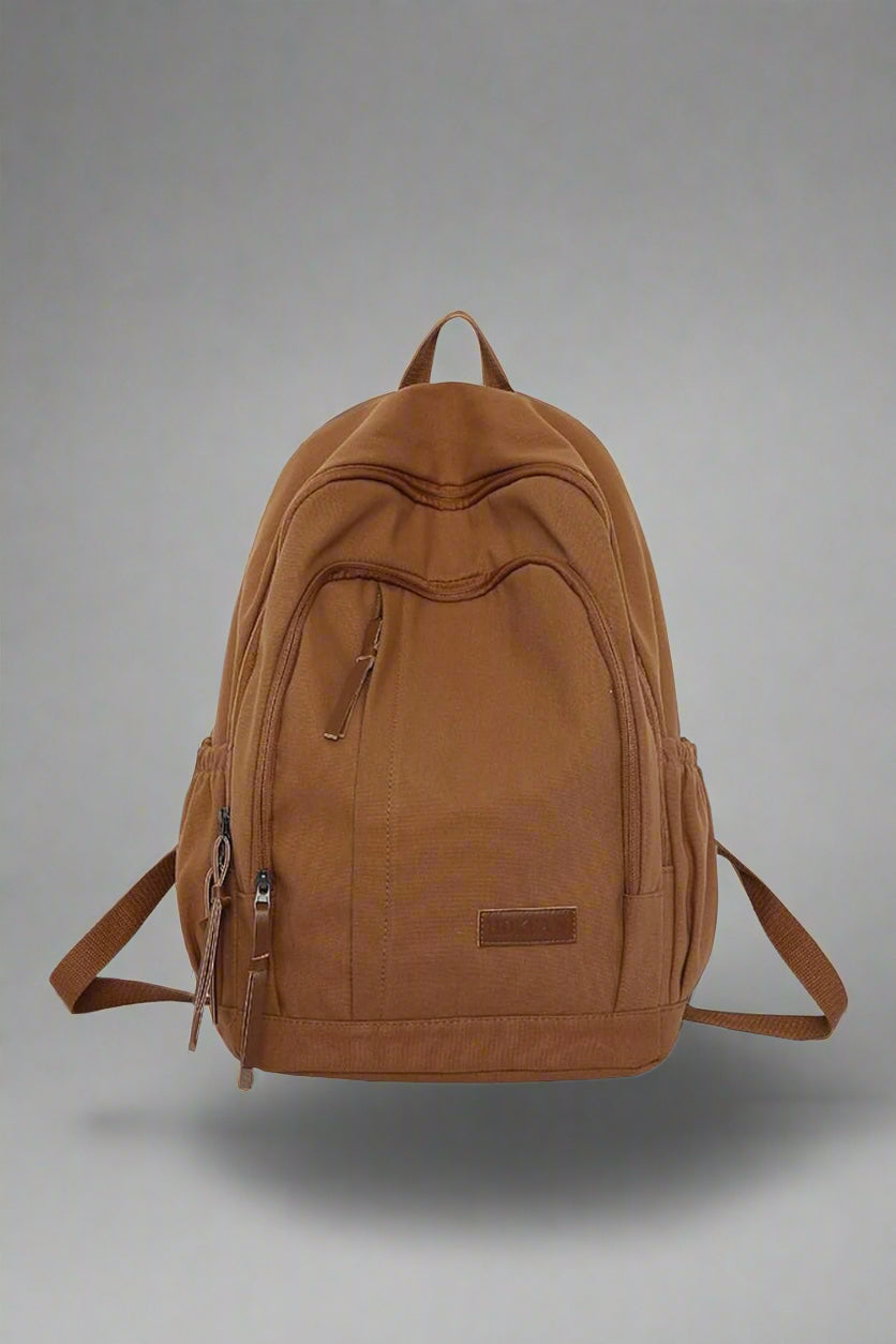 Nylon College Backpack for Students brown L33cmW15cmH43cm Shoptery