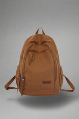 Nylon College Backpack for Students brown L33cmW15cmH43cm Shoptery