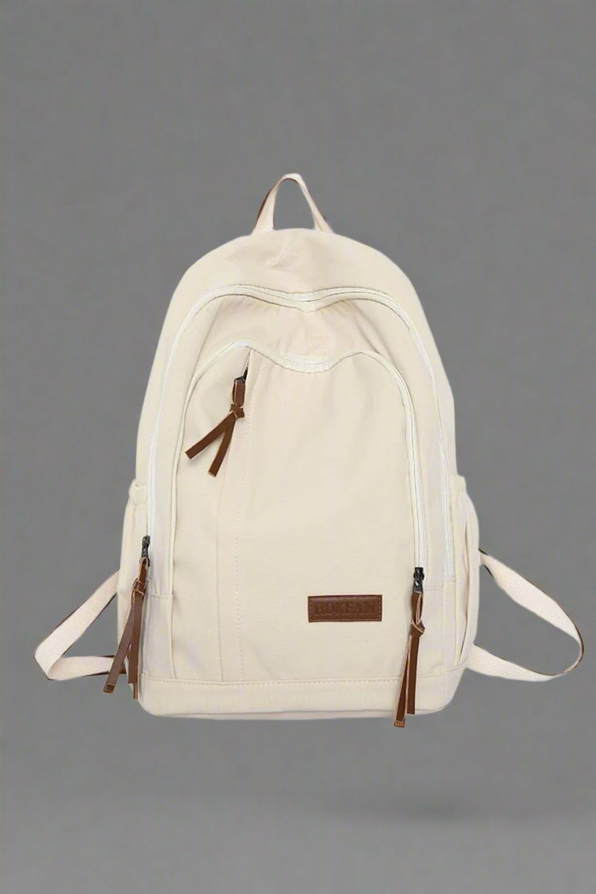Nylon College Backpack for Students white L33cmW15cmH43cm Shoptery