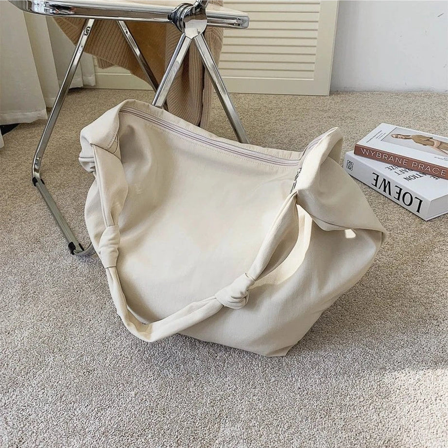 Retro Nylon Shoulder Handbag WHITE Large(Max Length>50cm) Shoptery