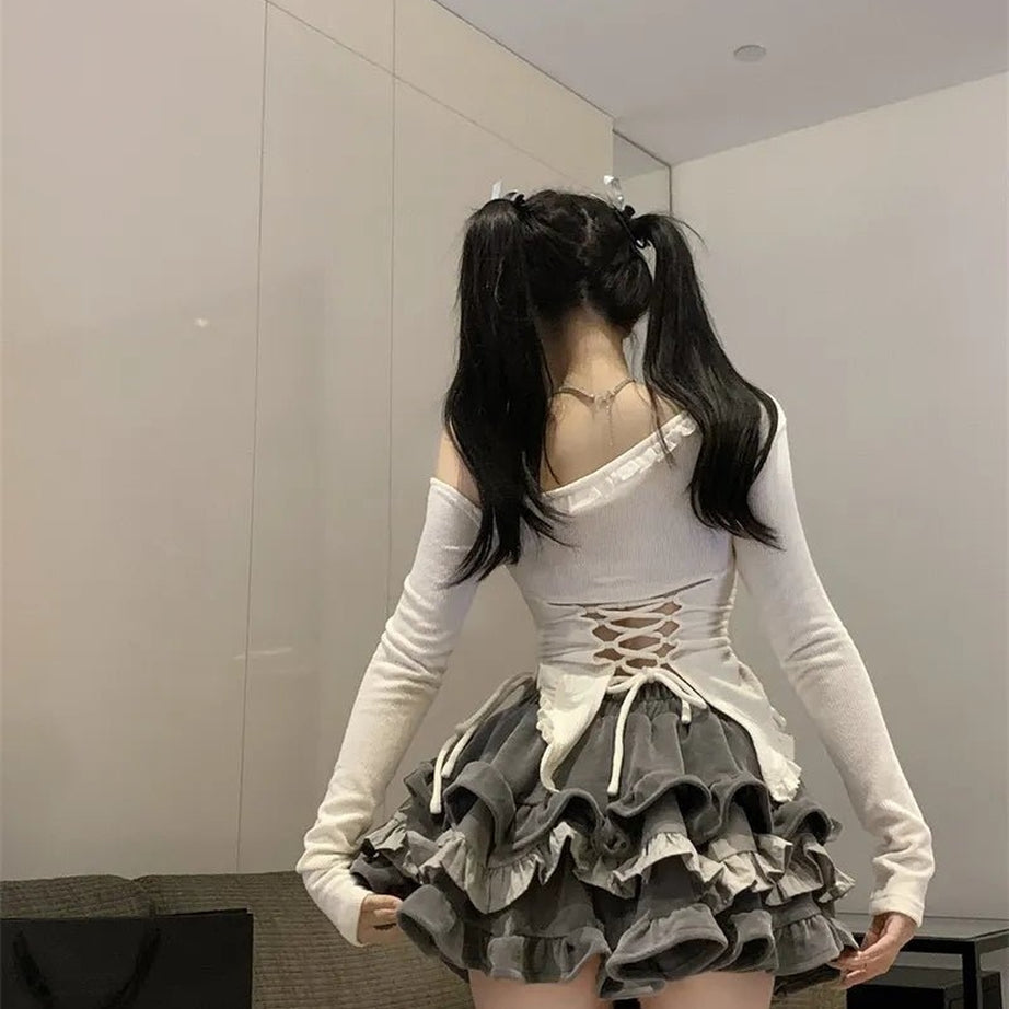 Acubi Off Shoulder Clubwear Outfit Set Shoptery