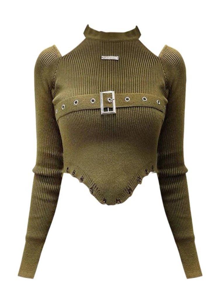 Olive Enigma Harness Sweater -