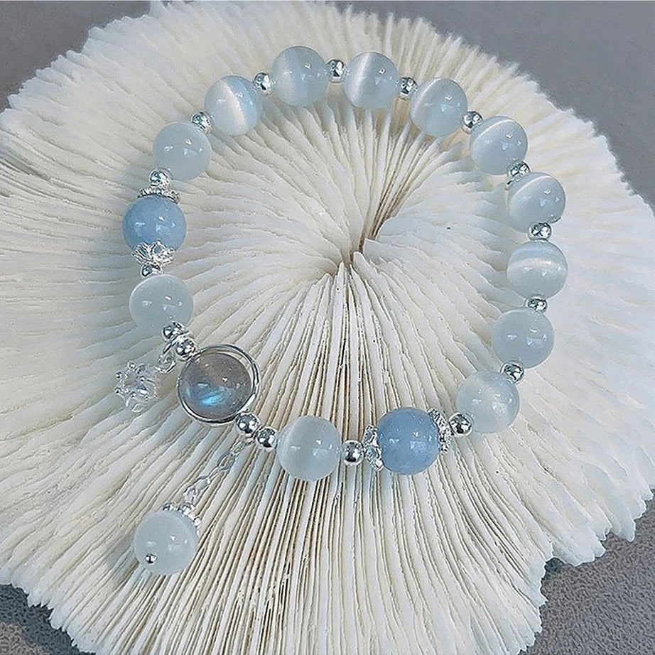 Aesthetic Opal Sea Blue Crystal Bracelet Shoptery