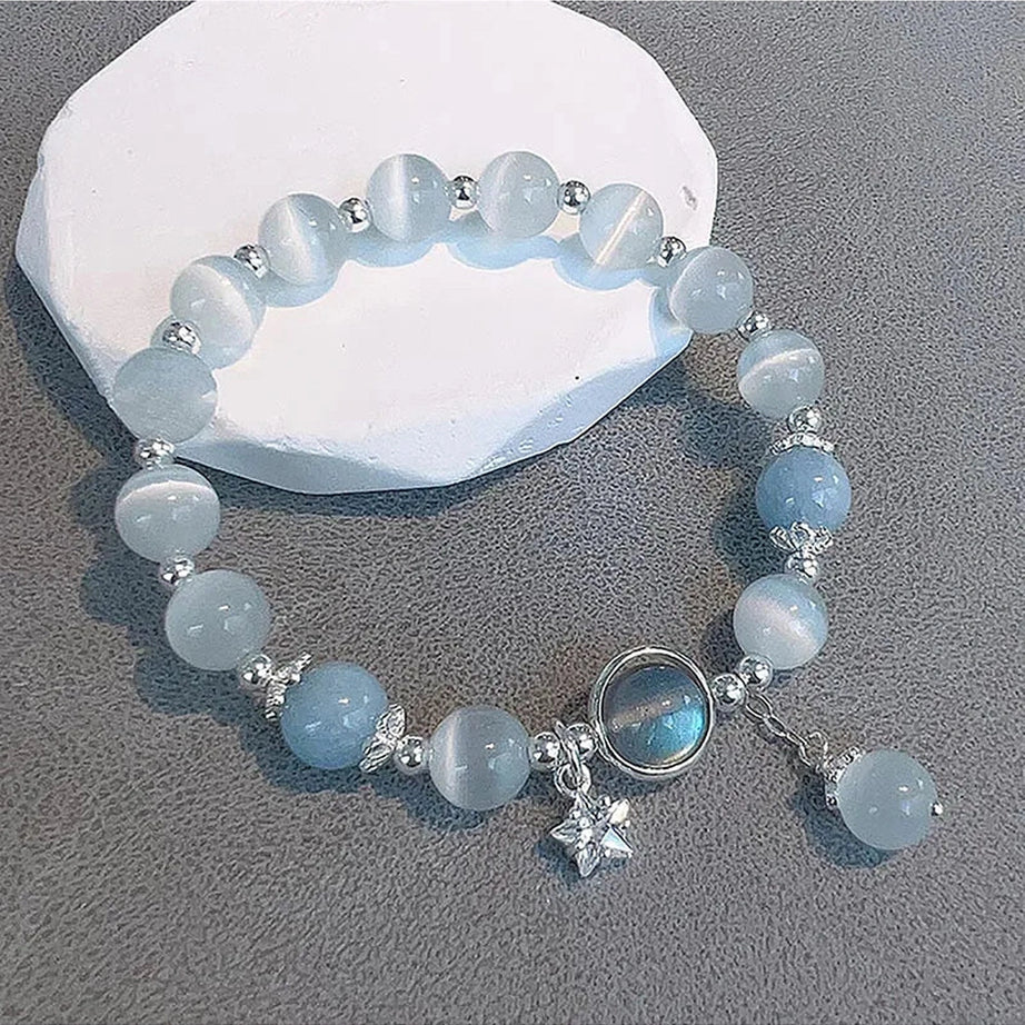 Aesthetic Opal Sea Blue Crystal Bracelet Shoptery