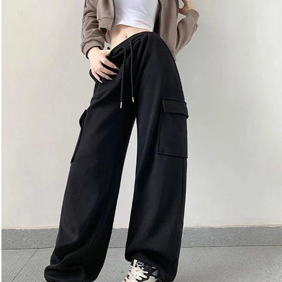 Y2k Oversized Cargo High Waist Pants black Shoptery