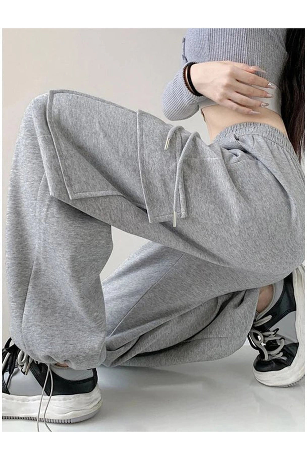 Y2k Oversized Cargo High Waist Pants GRAY Shoptery