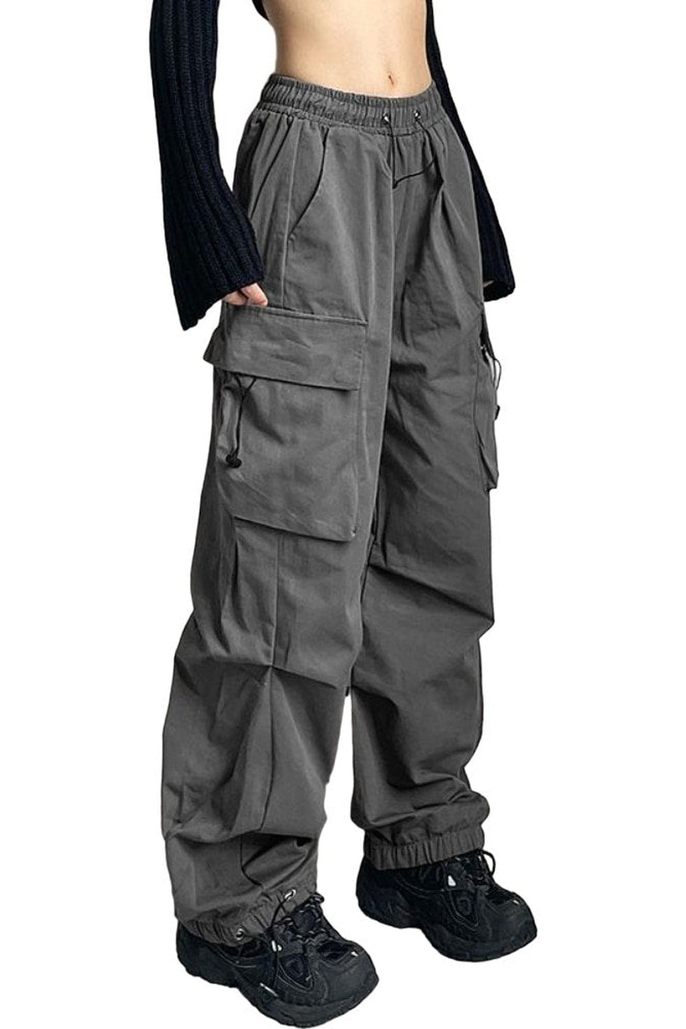 Oversized Cargo Parachute Pants - Pants