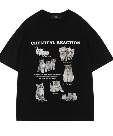 Oversized Kawaii Cat T-Shirt - T-shirts