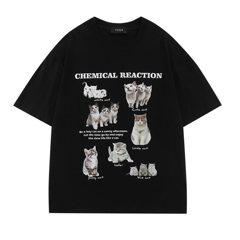 Oversized Kawaii Cat T-Shirt - T-shirts
