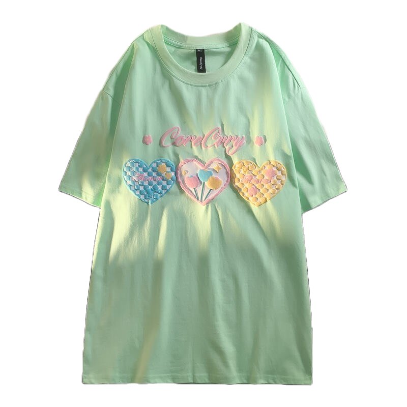 Pastel Aesthetic 3D Heart T-Shirt - T-shirts