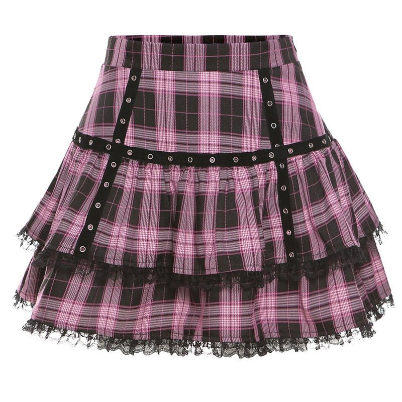 Pastel Goth Mini Plaid Skirt - Skirts