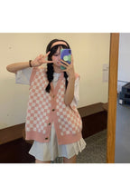 Fall Pastel Plaid Knit Sweater Red Sweater Vest Shoptery