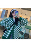 Fall Pastel Plaid Knit Sweater Green Cardigans Shoptery