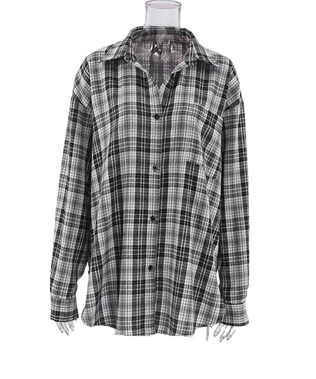 Patchwork Black And White Plaid Shirt - Shirts