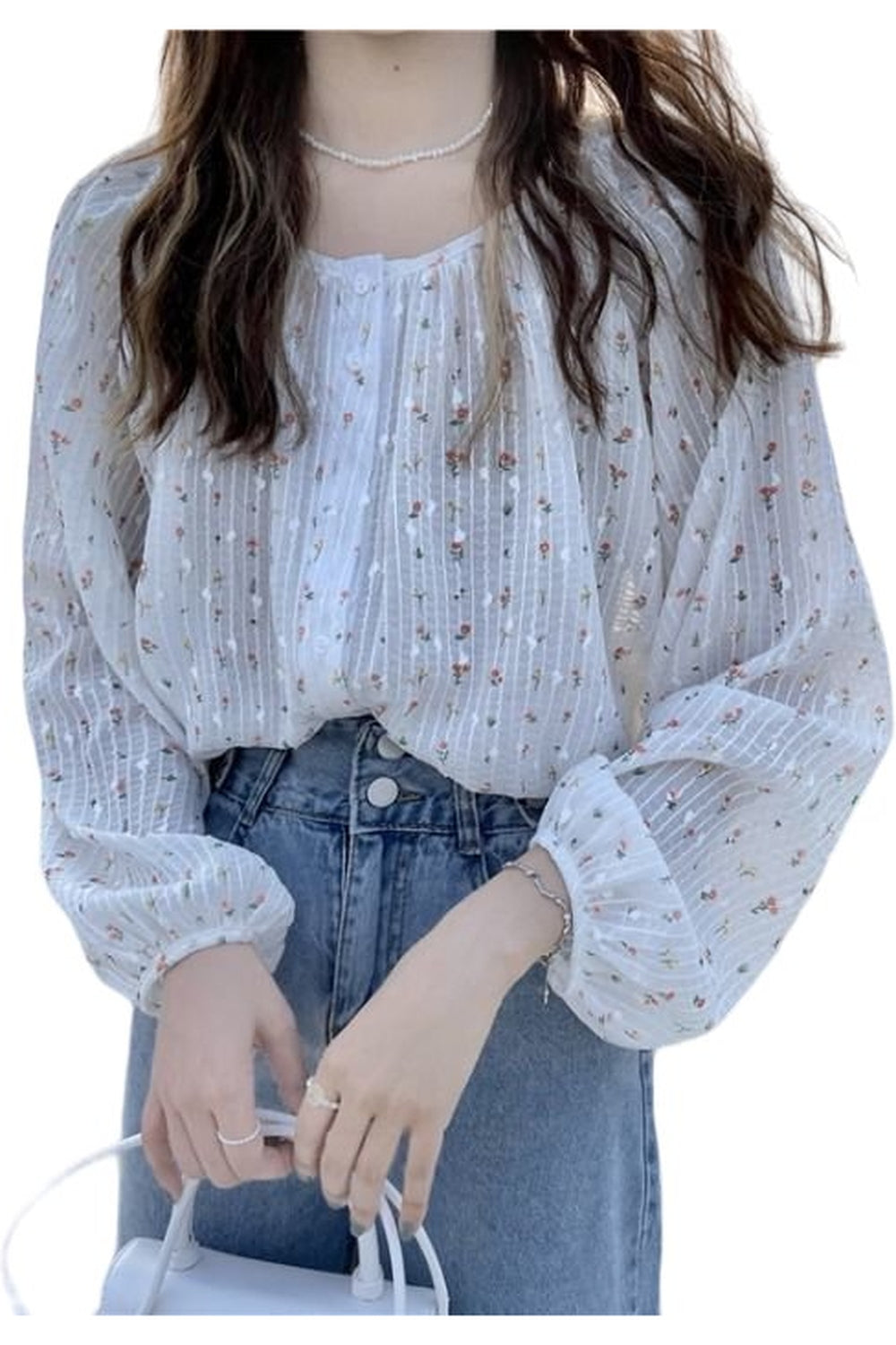 Patchwork Floral Blouse - Blouses