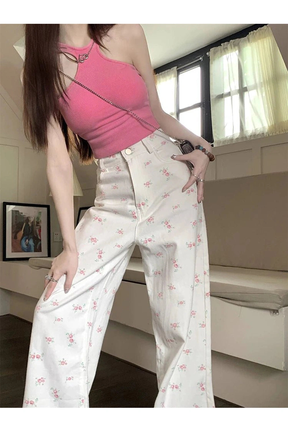 Petal Waltz Wide-Leg Pants Shoptery