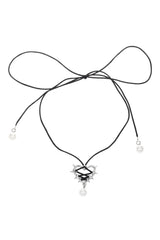 Kawaii Pink Bow Metal Heart Necklace Shoptery