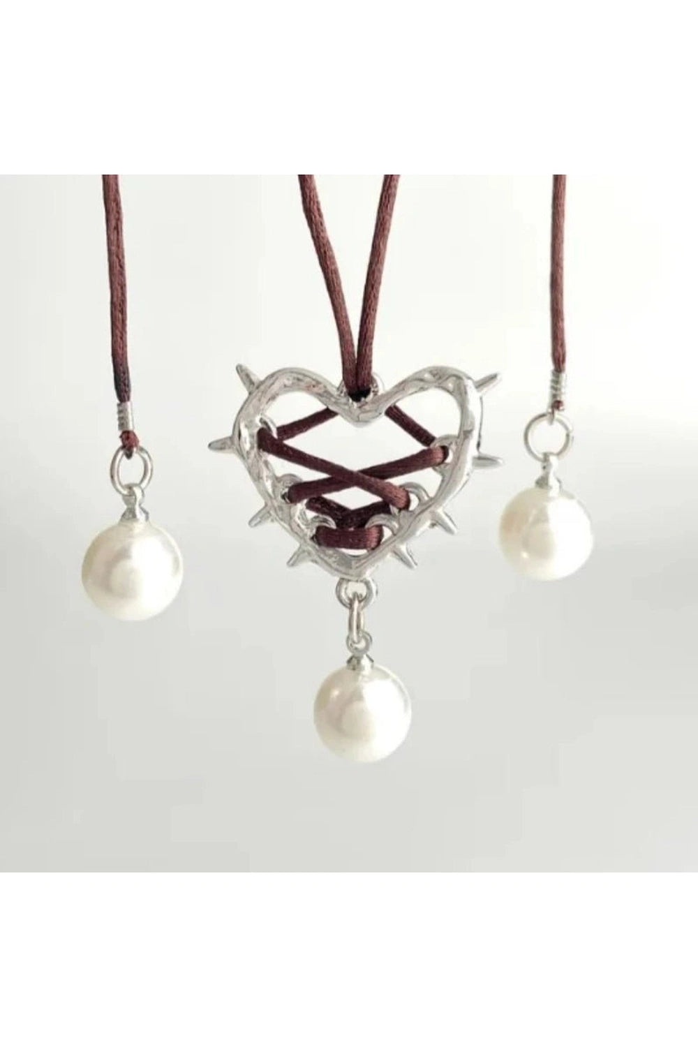 Kawaii Pink Bow Metal Heart Necklace C4436-2 Shoptery