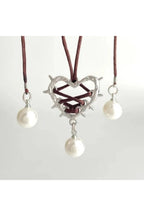 Kawaii Pink Bow Metal Heart Necklace C4436-2 Shoptery