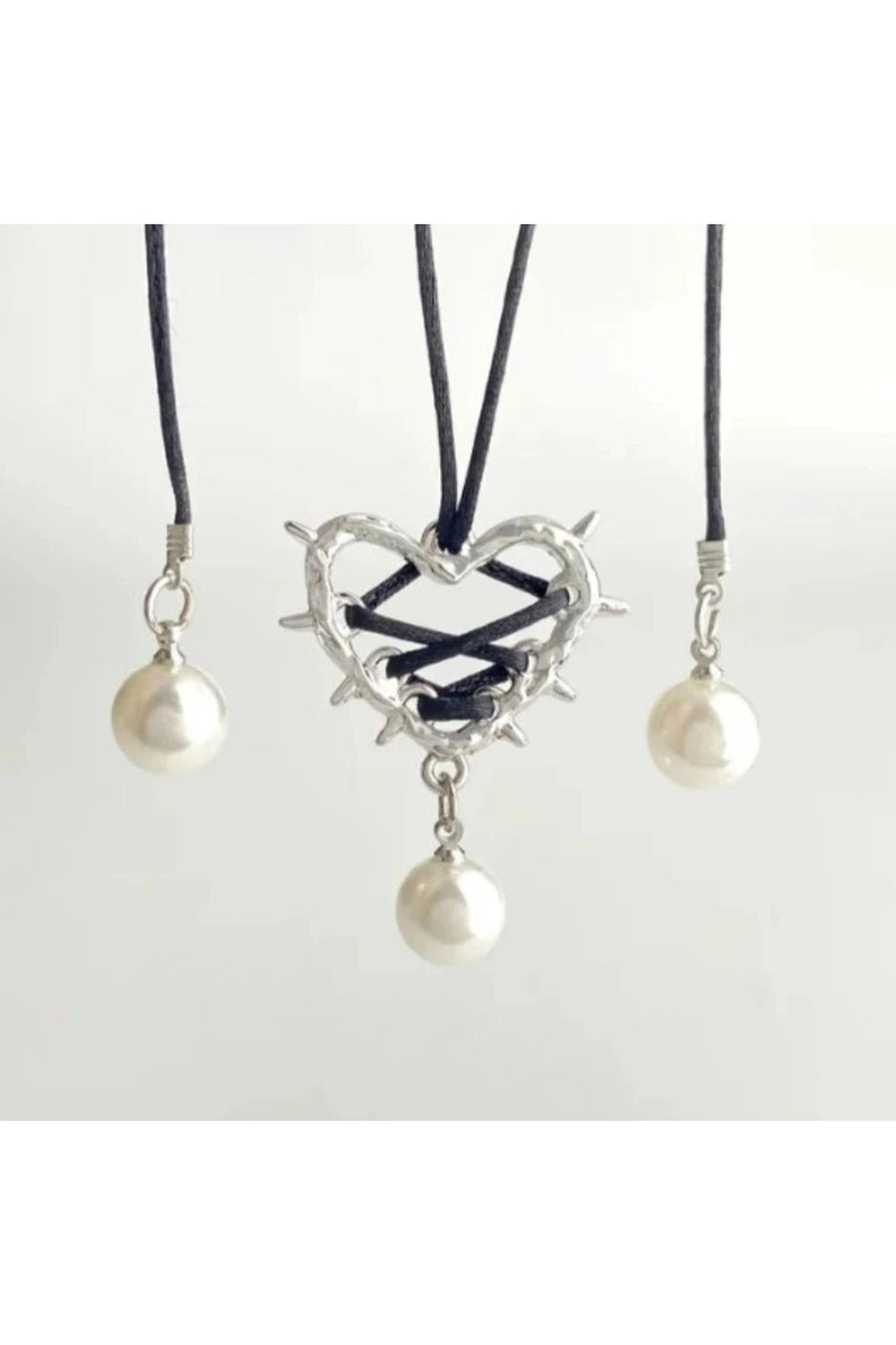 Kawaii Pink Bow Metal Heart Necklace C4436-3 Shoptery