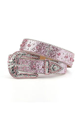 Coquette Pink Cross-Rivet Rhinestone Belt Shoptery