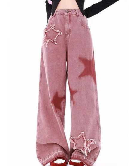 Pink Jeans High-waisted Wide Leg Pants -