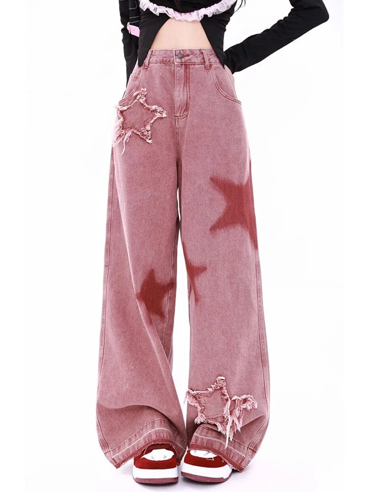 Pink Jeans High-waisted Wide Leg Pants -