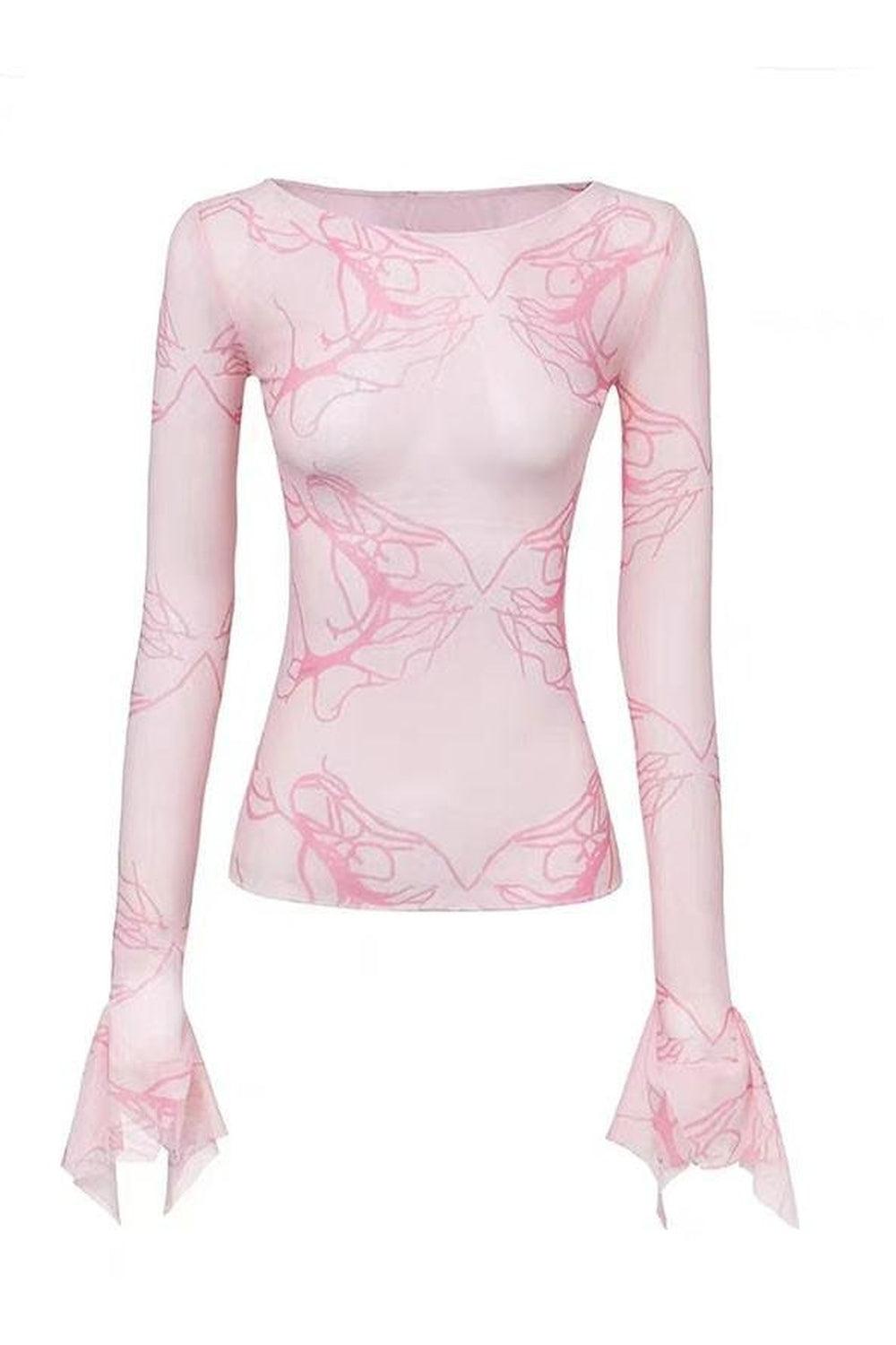 Pink Mesh Long Sleeve T-shirt - T-shirts