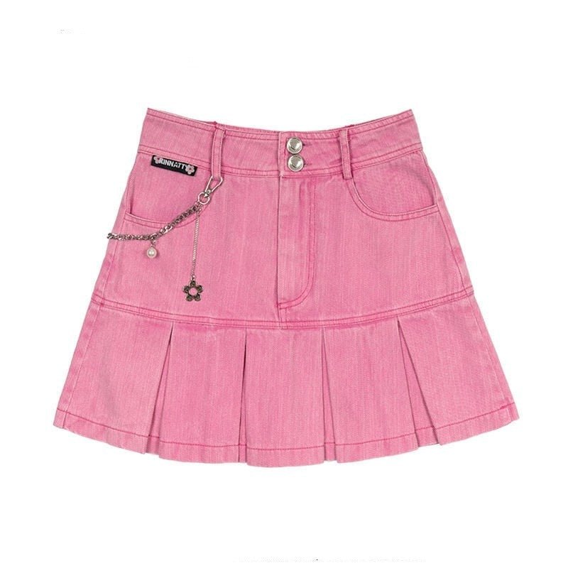 Pink Mini Pleated Skirt - Skirts