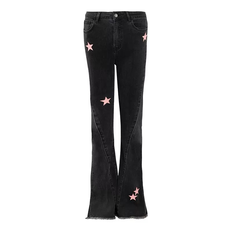 Pink Star High Waist Jeans - Jeans