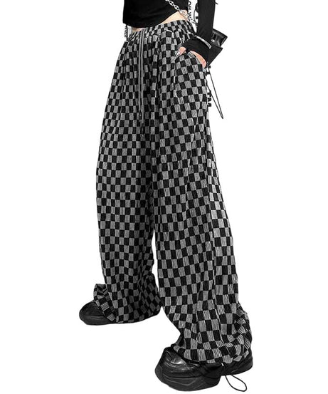 Plaid High Waist Wide Leg Pants - 0