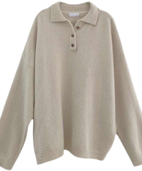 Polo Collar Casual Sweater - Sweaters