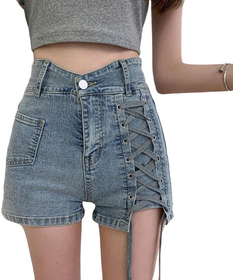 Preppy Bandage Denim Shorts - Shorts