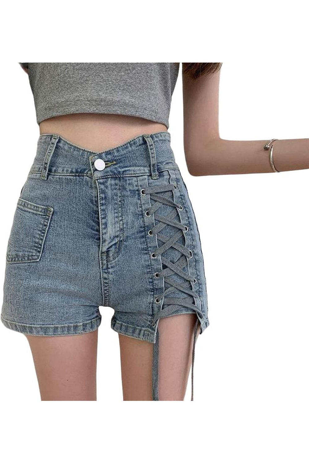 Preppy Bandage Denim Shorts - Shorts