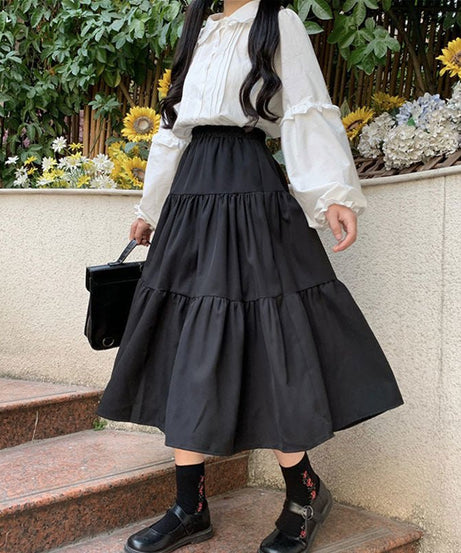 Preppy Black Long Skirts - Skirts